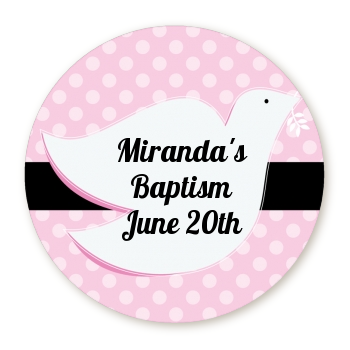  Dove Pink - Round Personalized Baptism / Christening Sticker Labels 