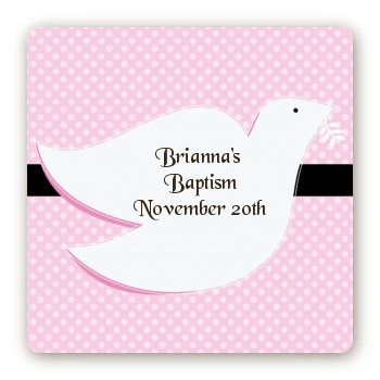 Dove Pink - Square Personalized Baptism / Christening Sticker Labels