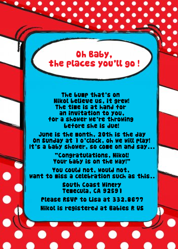 Dr. Seuss Inspired - Baby Shower Invitations