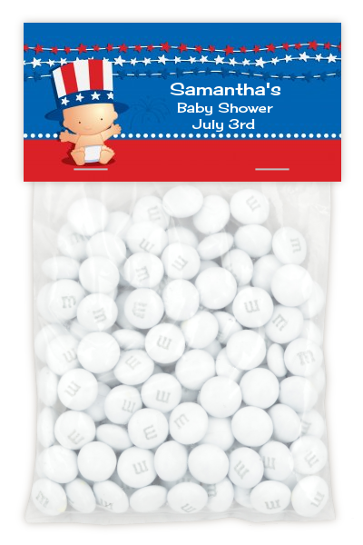 Fourth Of July Stars & Stripes - Custom Baby Shower Treat Bag Topper