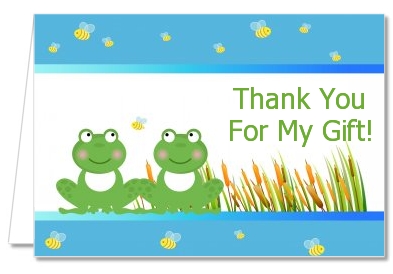 Baby Frog w/flowers Personalized Note or Thank You Card 