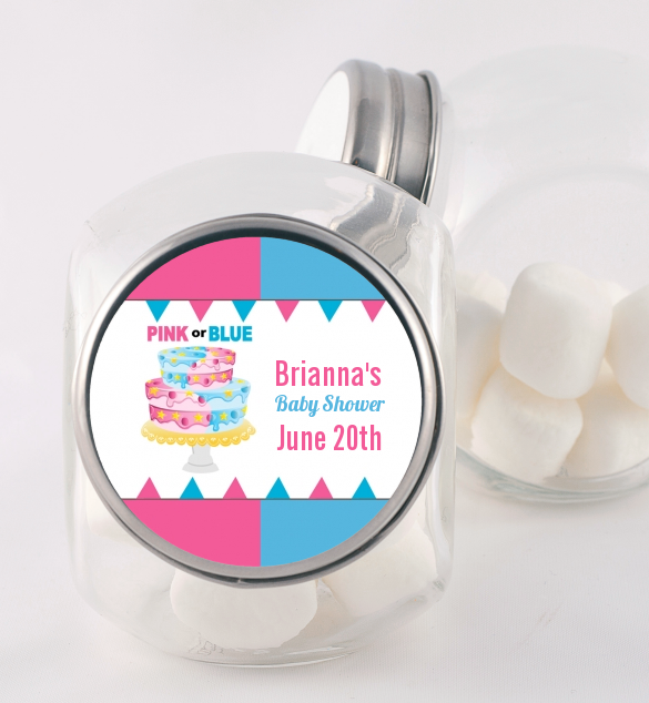 Gender Reveal Cake Baby Shower Candy Jars Candles & Favors