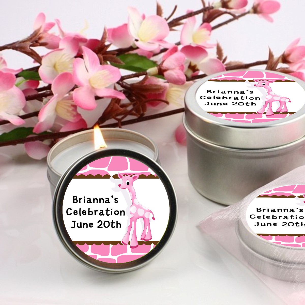 Giraffe Pink Candle Favors Candles & Favors