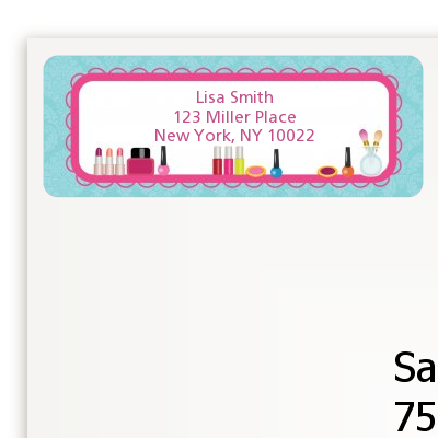 Glamour Girl Makeup Party - Birthday Party Return Address Labels
