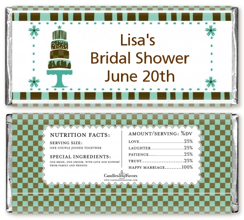 Bridal and Wedding Wedding Cake Green Brown Candy Bar Wrappers Wedding 
