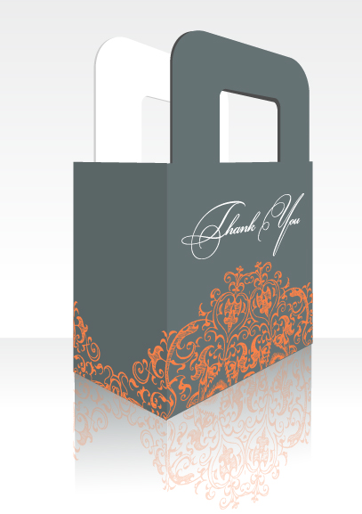 Grey & Orange - Personalized Bridal Shower Favor Boxes