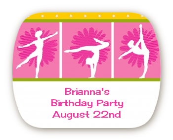 Gymnastics - Personalized Birthday Party Rounded Corner Stickers