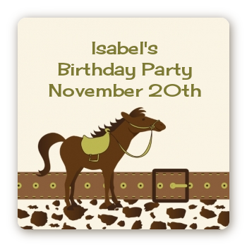 Horse - Square Personalized Birthday Party Sticker Labels