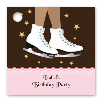 Ice Skating African American - Personalized Birthday Party Card Stock Favor Tags
