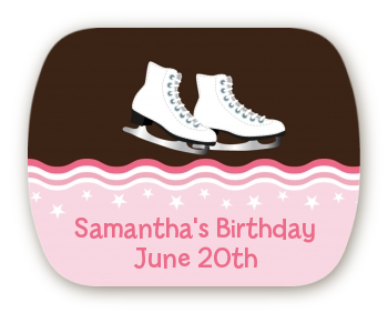 Ice Skating - Personalized Birthday Party Rounded Corner Stickers