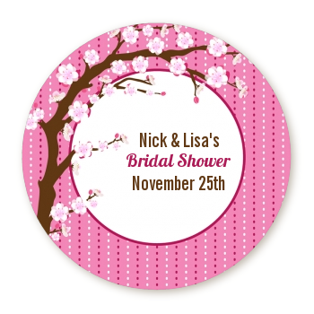  Cherry Blossom - Round Personalized Bridal Shower Sticker Labels 