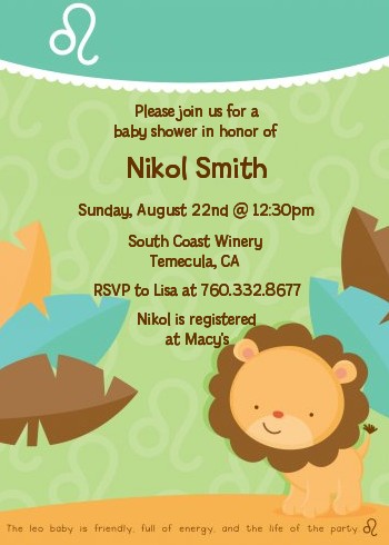 Lion | Leo Horoscope - Baby Shower Invitations