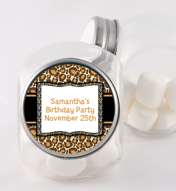 Leopard & Zebra Print Birthday Party Candy Jars Candles & Favors