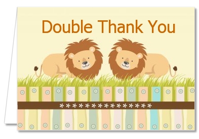 Twin Lions - Baby Shower Thank You Cards