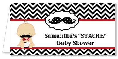 Little Man Mustache Black/Grey - Personalized Baby Shower Place Cards