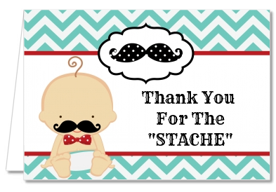  Little Man Mustache - Baby Shower Thank You Cards Caucasian