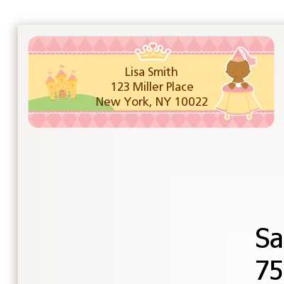 Little Princess African American - Baby Shower Return Address Labels