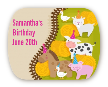 Petting Zoo - Personalized Birthday Party Rounded Corner Stickers