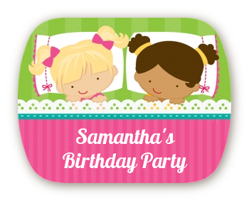 Slumber Party with Friends - Personalized Birthday Party Rounded Corner Stickers
