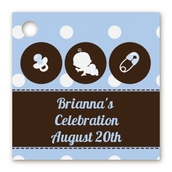 Modern Baby Boy Blue Polka Dots - Personalized Baby Shower Card Stock Favor Tags