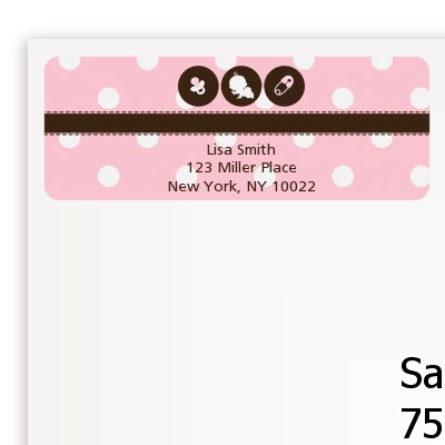 Modern Baby Girl Pink Polka Dots - Baby Shower Return Address Labels