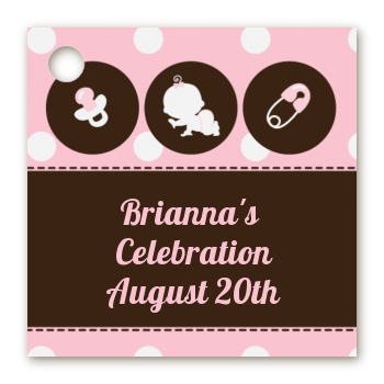 Modern Baby Girl Pink Polka Dots - Personalized Baby Shower Card Stock Favor Tags
