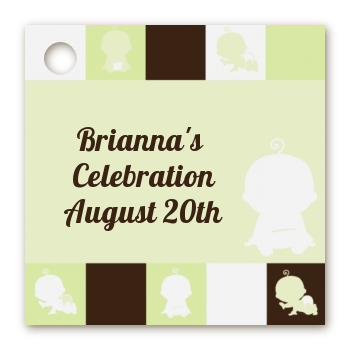 Modern Baby Green & Brown - Personalized Baby Shower Card Stock Favor Tags