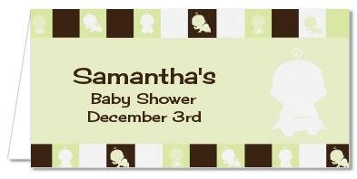 Modern Baby Green & Brown - Personalized Baby Shower Place Cards
