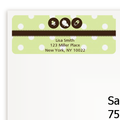 Modern Baby Green Polka Dots - Baby Shower Return Address Labels