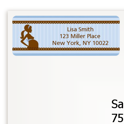 Mommy Silhouette It's a Boy - Baby Shower Return Address Labels