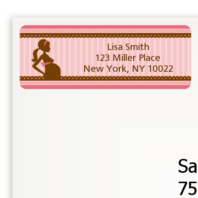 Mommy Silhouette It's a Girl - Baby Shower Return Address Labels