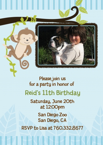 Monkey Boy - Photo Birthday Party Invitations