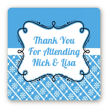 Modern Thatch Blue - Personalized Everyday Party Square Sticker Labels
