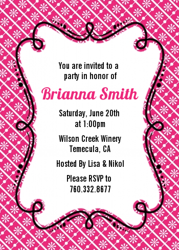 Modern Thatch Fuschia - Personalized Everyday Party Invitations