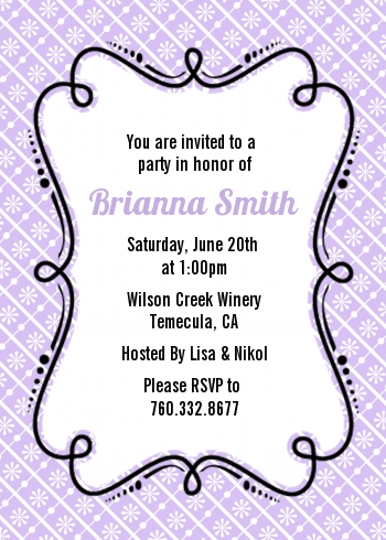 Modern Thatch Lilac - Personalized Everyday Party Invitations