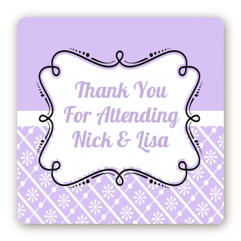 Modern Thatch Lilac - Personalized Everyday Party Square Sticker Labels