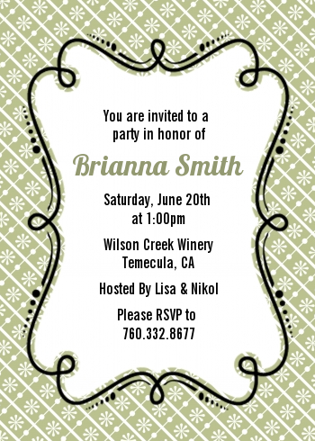 Modern Thatch Olive - Personalized Everyday Party Invitations