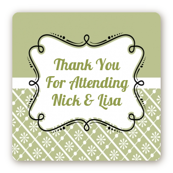 Modern Thatch Olive - Personalized Everyday Party Square Sticker Labels