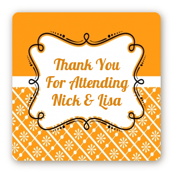 Modern Thatch Orange - Personalized Everyday Party Square Sticker Labels