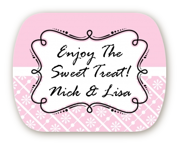 Modern Thatch Pink - Personalized Everyday Party Rounded Corner Stickers