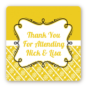 Modern Thatch Yellow - Personalized Everyday Party Square Sticker Labels