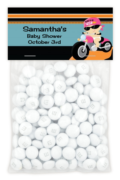 Motorcycle Baby Girl - Custom Baby Shower Treat Bag Topper
