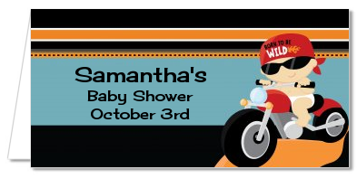  Motorcycle Baby - Personalized Baby Shower Place Cards Caucasian