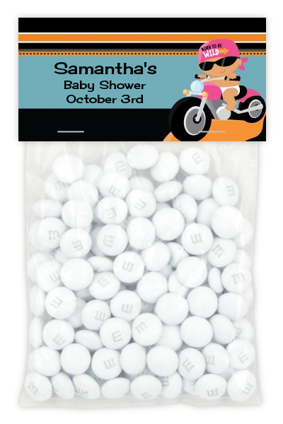 Motorcycle Hispanic Baby Girl - Custom Baby Shower Treat Bag Topper