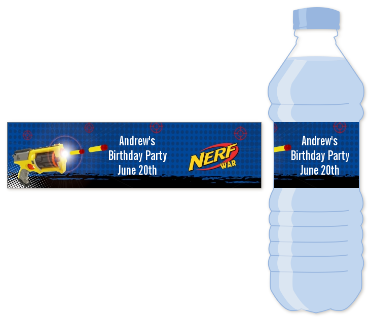 nerf-gun-water-bottle-label-birthday-party-water-bottle-stickers