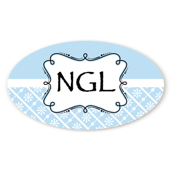 Modern Thatch Light Blue - Personalized Everyday Party Oval Sticker/Labels