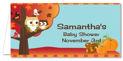 Owl - Fall Theme or Halloween - Personalized Baby Shower Place Cards