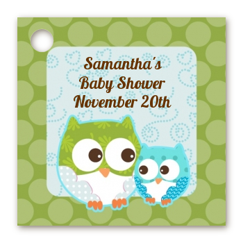Owl - Look Whooo's Having A Boy - Personalized Baby Shower Card Stock Favor Tags