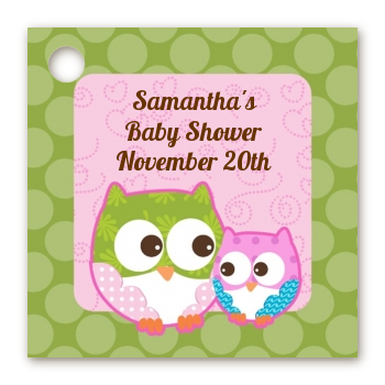 Owl - Look Whooo's Having A Girl - Personalized Baby Shower Card Stock Favor Tags