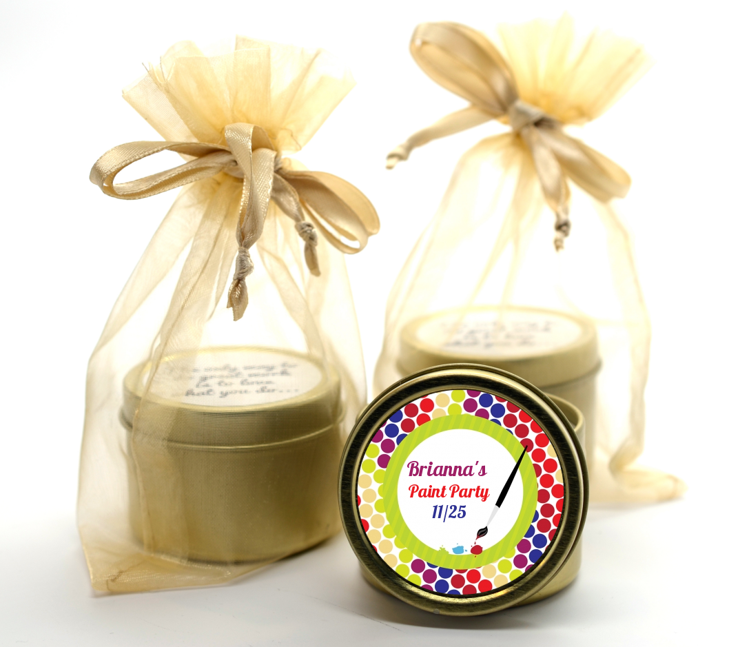 Paint Party Gold Tin Candle Favors Candles & Favors